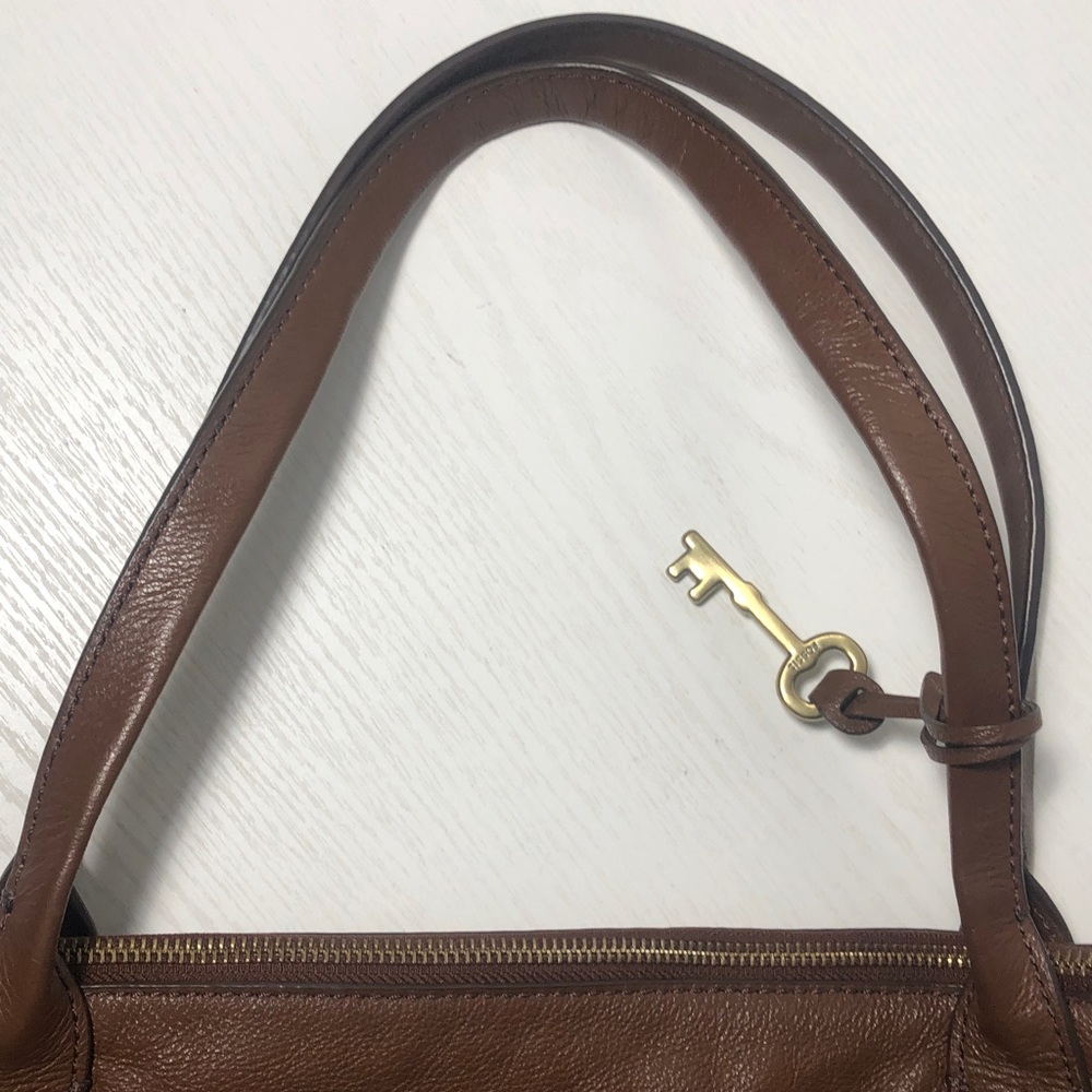 Fossil Brown Leather Tote Bag - Picture 5 of 11